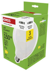 EMOS LED izzó Filament G125, E27, 18 W (150 W), 2452 lm, Természetes fehér, 4000K, 230V, CRI>80, EMOS, ZF2D83 (ZF2D83)