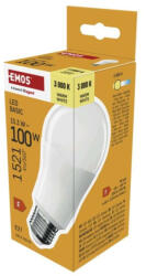 EMOS LED izzó Basic A60, E27, 15, 3W (100 W), 1521 lm, Meleg fehér, 3000K, 230V, CRI>80, EMOS, ZL5F67 (ZL5F67)