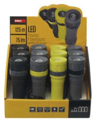 EMOS LED zseblámpa 3W 75lm 3xAAA fókuszálható 12db, display box, sárga - szürke gyűrű; szürke - sárga gyűrű; fekete - szürke gyűrű; szürke - fekete gyűrű, IP43, P4703 (P4703)