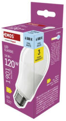 EMOS LED izzó Classic A60, E27, 14 W (120 W), 1901 lm, Hideg fehér, 6500K, 220-240V, CRI>80, EMOS, ZQ5D77 (ZQ5D77)