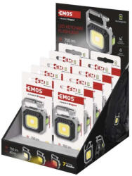 EMOS Újratölthető mini LED-es zseblámpa - kulcstartó, 750 lm, kínáló dobozban, ezüst, fekete, IP44, EMOS, P4714 (P4714)