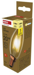 EMOS LED izzó Vintage gyertya, E14, 2, 5 W (20 W), 225 lm, Meleg fehér, 2200K, 230V, CRI>80, EMOS, Z53012 (Z53012)