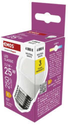 EMOS CLS Mini Globe LED-izzó, E27, 2, 2 W (25 W), 250 lm, semleges fehér, 4000K, 220-240V, CRI>80, Természetes fehér, EMOS, ZQ6E03 (ZQ6E03)