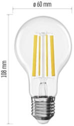 EMOS LED izzó Filament A60, E27, 10, 5 W (100 W), 1521 lm, Meleg fehér, 2700K, 220-240V, CRI>80, EMOS, ZF5D62 (ZF5D62)