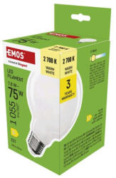 EMOS LED izzó Filament G95, E27, 7, 8 W (75 W), 1055 lm, Meleg fehér, 2700K, 230V, CRI>80, EMOS, ZF2D52 (ZF2D52)