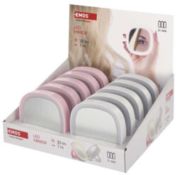 EMOS Hordozható sminktükör LED fénnyel 10db, display box, 30, fehér, rózsaszín, EMOS, P4718 (P4718)