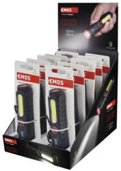 EMOS LED-es újratölthető műanyag zseblámpa P4720, 120 lm, 10 PCS, display box, fekete, piros, EMOS, P4720 (P4720)