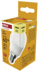 EMOS LED izzó Basic MINI GLOBE E14, 8, 8 W (60 W), 806 lm, Meleg fehér, 3000K, 230V, CRI>80, EMOS, ZL1F47 (ZL1F47)