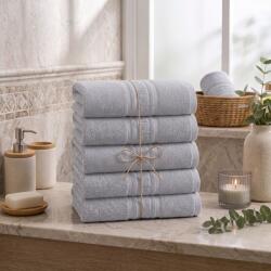 Ralex Pucioasa Pachet 5 prosoape baie 70x140 cm Bumbac 100%, Greek Border 500 grame/mp, Gri Deschis (100.279-5-105621) Prosop