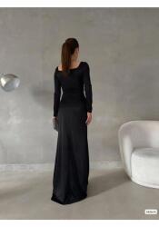  Fekete Hosszú Ruha Hosszú Ujjú Egyenes Elegáns M 5HA (TYT0165-582635)