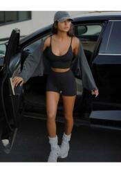  Fekete Sima Magas Derék Sport Rövid Leggings M 5IA (Lox1/siyah1)