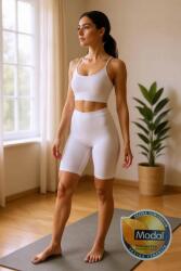Sima Fehér Magas Derekú Kerékpáros Leggings M 5IA (KSSGG-DDMDLKSTAYT-22/Beyaz)