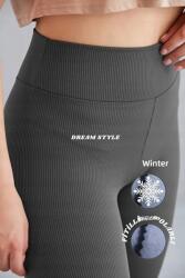 Sima Sötétszürke Magas Derekú Leggings Polár Anyaggal L 5IA (DS240340/Gri)