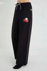 Hello Kitty Fekete Széles Melegítőnadrág Cica Hímzéssel M 5IA (8683647825377)