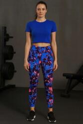  Női Mintás Leggings Kék-rózsaszín Sportos XL 5IA (M009004/saks mavi)