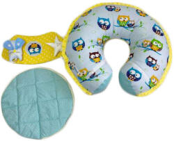 Mama Kiddies Mama Kiddies® MyKids 3in1 Átalakítható Baba- és Etetőpárna - Kék/Sárga Bagoly