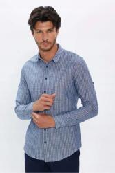  Férfi Casual Kék Csíkos Hosszú Ujjú Ing XXL 5IA (DR240047-2303/Multi)