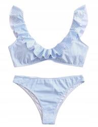 Shein Fürdőruha Bikini Fehér-kék Csíkos M Łcf