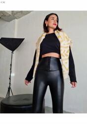  Magas Derék Lakkozott Elegáns Leggings Fekete S 5IA