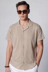  Bézs Színű Casual Áttört Galléros Férfi Ing XXL 5IA (DR240058-9703/Taş)