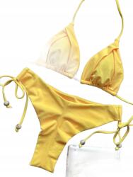 Kétrészes Sárga Fürdőruha Bikini Jelmez Megkötővel A Nyakban M 1LA (st2309010557822222-M)