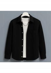  Fekete Hosszú Ujjú Férfi Ing Finom Csíkozással XL 5IA (KADIFE2025/Siyah)