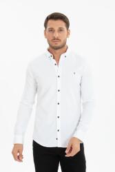  Fehér Férfi Hosszú Ujjú Ing Button-down Gallérral S 5IA (2219/Beyaz)