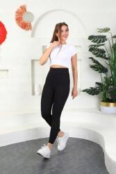 Sima Női Leggings Magas Derék Fekete Elasztikus S 5IA (01/Siyah)