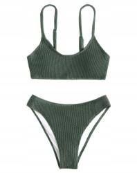 Shein Kétrészes Fürdőruha Bikini Felső Textúrával Zöld XL 1LA (sw2205071633553329-XL)