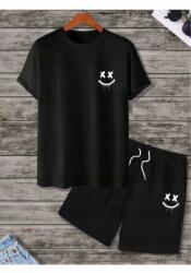  Fekete Rövidnadrág Utcai Nyomott Mintával L-es Méret 5IA (X Gülen Yüz Siyah Şort T-shirt Takm/siyah)