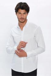  Fehér Férfi Slim Ing Finom Kék Mintával M 5IA (KL230034-5508/Beyaz)