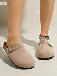 Shein Bézs Casual Flip-flop Papucs Csattal És Velúr Kivitelben 39 1 Ft