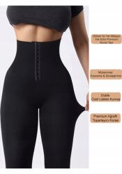  Fekete Magas Derék Leggings Korzettás Csattal S 5IA (yeni5520/Siyah)