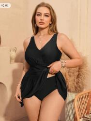 Shein Fekete Kétrészes Plus Size Fürdőruha Fodros Díszítéssel 46 1
