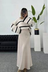  Elegáns MIDI Szoknya Krémszínű Sima M 5IA (satenugs/TAŞ)
