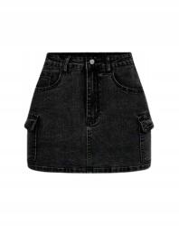 Shein Tall Fekete Mini Farmer Szoknya Zsebekkel Egyenes L 1JL