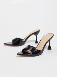 Shein Fekete Elegáns Magassarkú Flip-flop Papucs Lakkozott EUR38 1