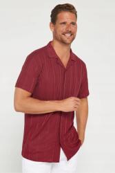  Férfi Casual Bordó Rövid Ujjú Csíkos Ing XXL 5IA (DR240064-5200/Kiremit)