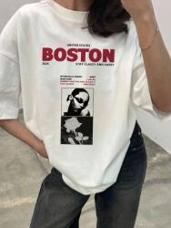 Shein Fehér Női Póló Boston Nyomattal És Virággal 50 1MA