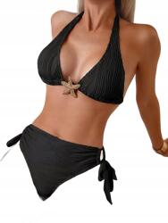 Shein Fekete Fodros Bikini Felső Tengeri Csillaggal S 1MA