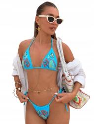 Shein Kék Kétrészes Fürdőruha Bikini Dekoratív M 1JA