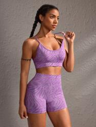 Shein Lila Mintás Sport Leggings Magas Derékkal M 1MA
