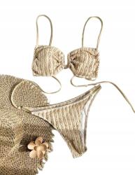 Shein Fürdőruha Bikini Kétrészes Bézs Női L L7F