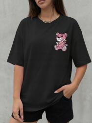 Shein Fekete Női Póló Maci Mintával Streetwear Stílusban Xs 1MA