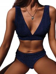 Shein Fényes Sötétkék Fürdőruha Bikini Jelmez XL Łfr