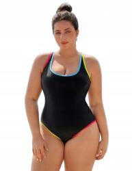 Shein Fekete Plus Size Fürdőruha Színes Szegélyekkel 50 1MA
