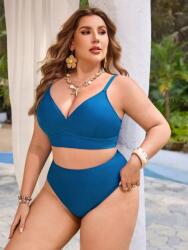 Shein Kék Kétrészes Plus Size Fürdőruha 48 1MA