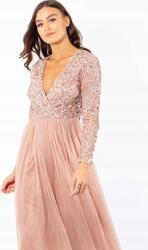 Maya Deluxe Ruha Esküvői Hosszú Ujjú Rózsaszín Flitteres Plus Size 34 7BA