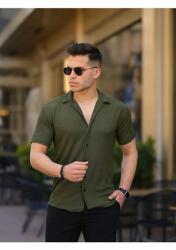  Férfi Ing Casual Khaki Rövid Ujjú Sima XXL 5IA (BRMCK2023/HAKI)
