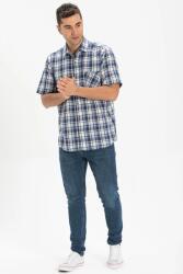  Férfi Casual Kockás Ing Kék Rövid Ujjú XL 5IA (TYC00243780597/Lacivert Ekose)